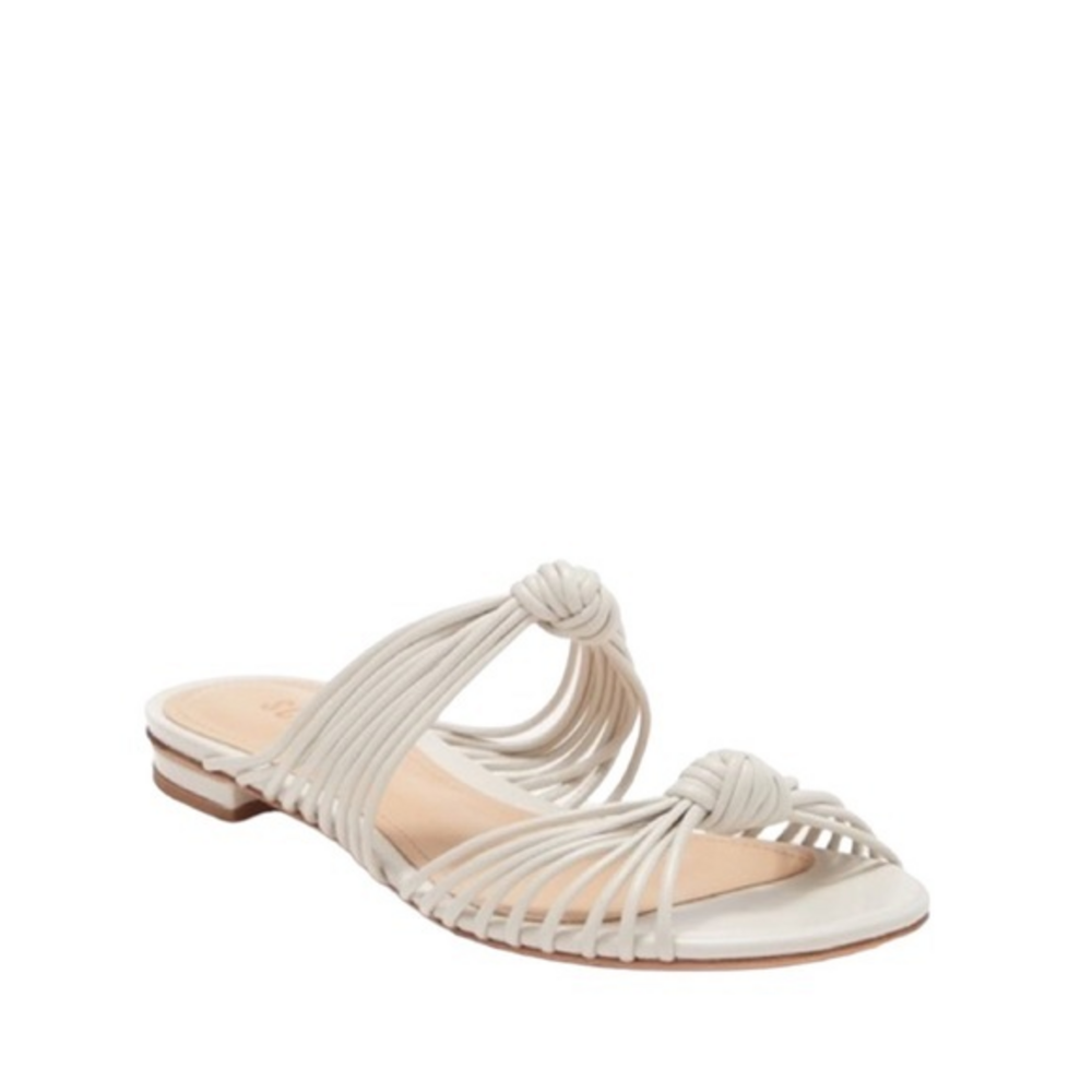 NEW Schutz Nitiely White Leather Knotted Flat Sandals Size 7‎